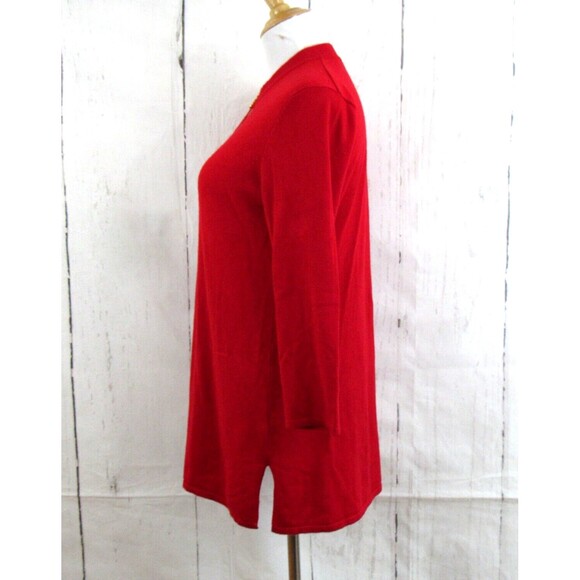Cable & Gauge Women's 1/4 Zip Tunic Sweater Gold Grommet Accents Red Size M - Picture 2 of 6